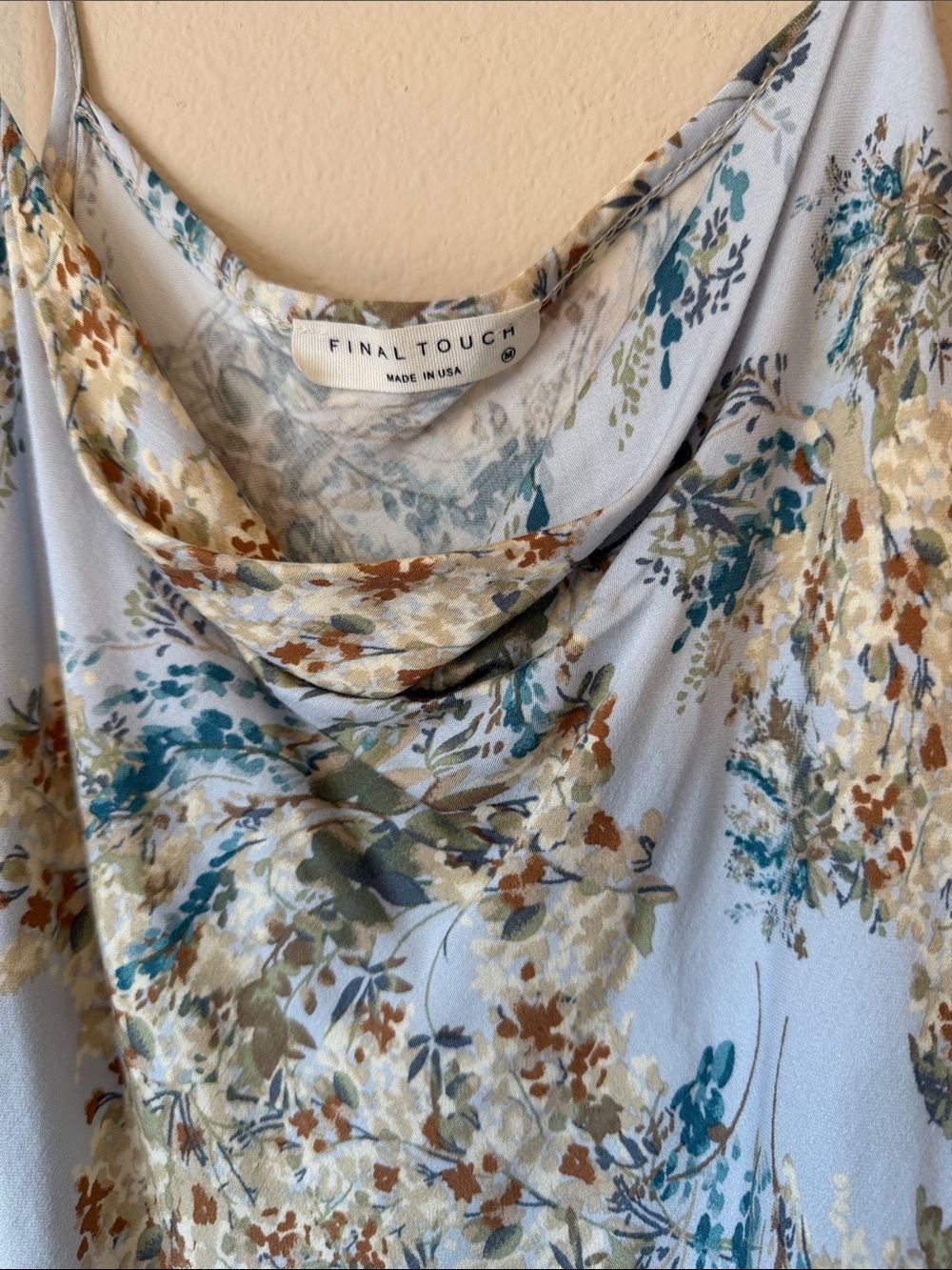 Final Touch Floral Cowl Maxi Dress in Light Blue and Beige - Picture 3 of 5